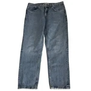 Zara Stone Wash Button Fly Jeans High Rise Straight Leg Women's 34 Blue